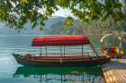 Slovenia, Bled, Lake Bled. Close-up of traditional wooden flat-bottom boats. Art Print